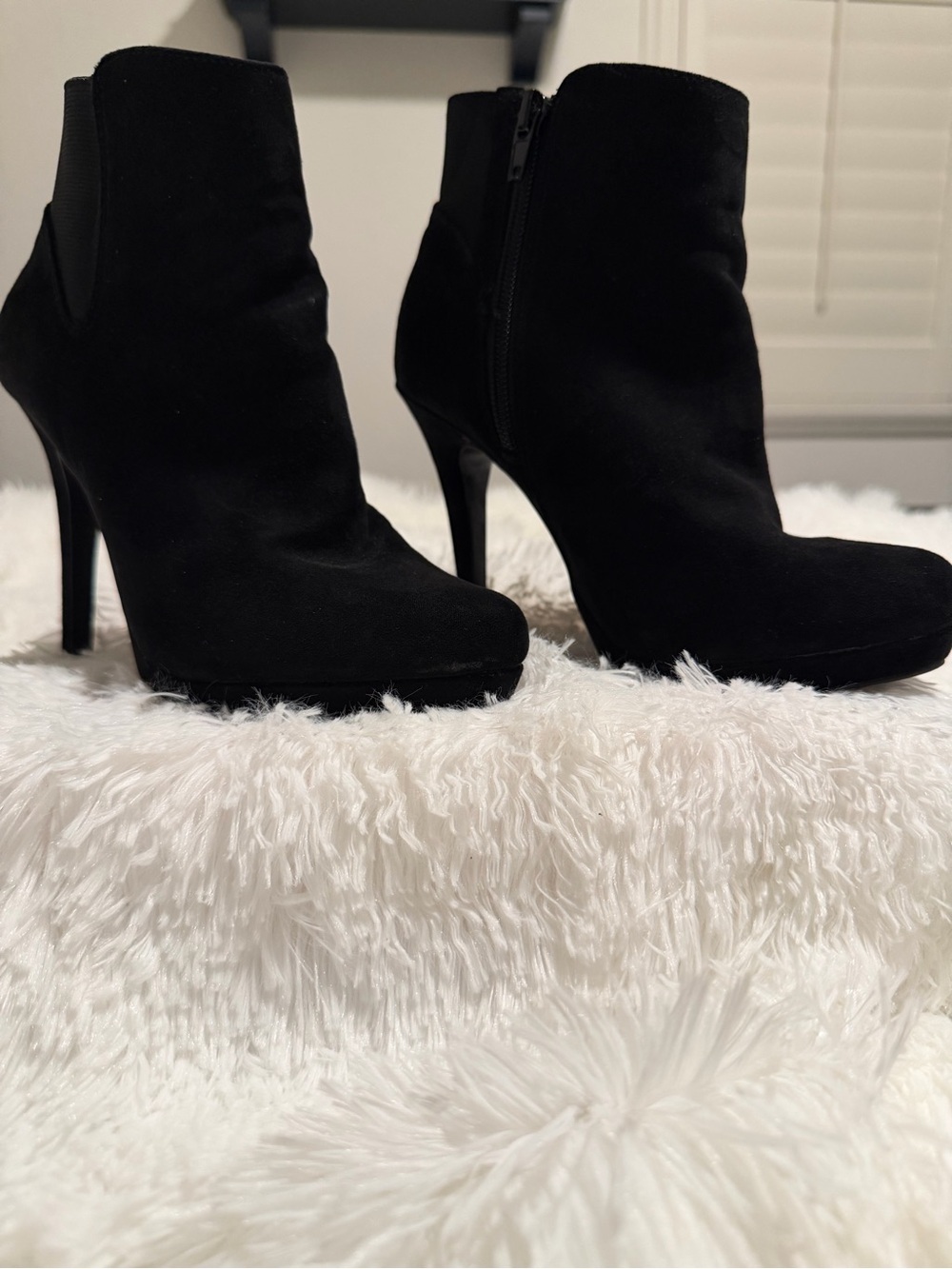 Thalia Sodi Black Suede High Heel Ankle Boots